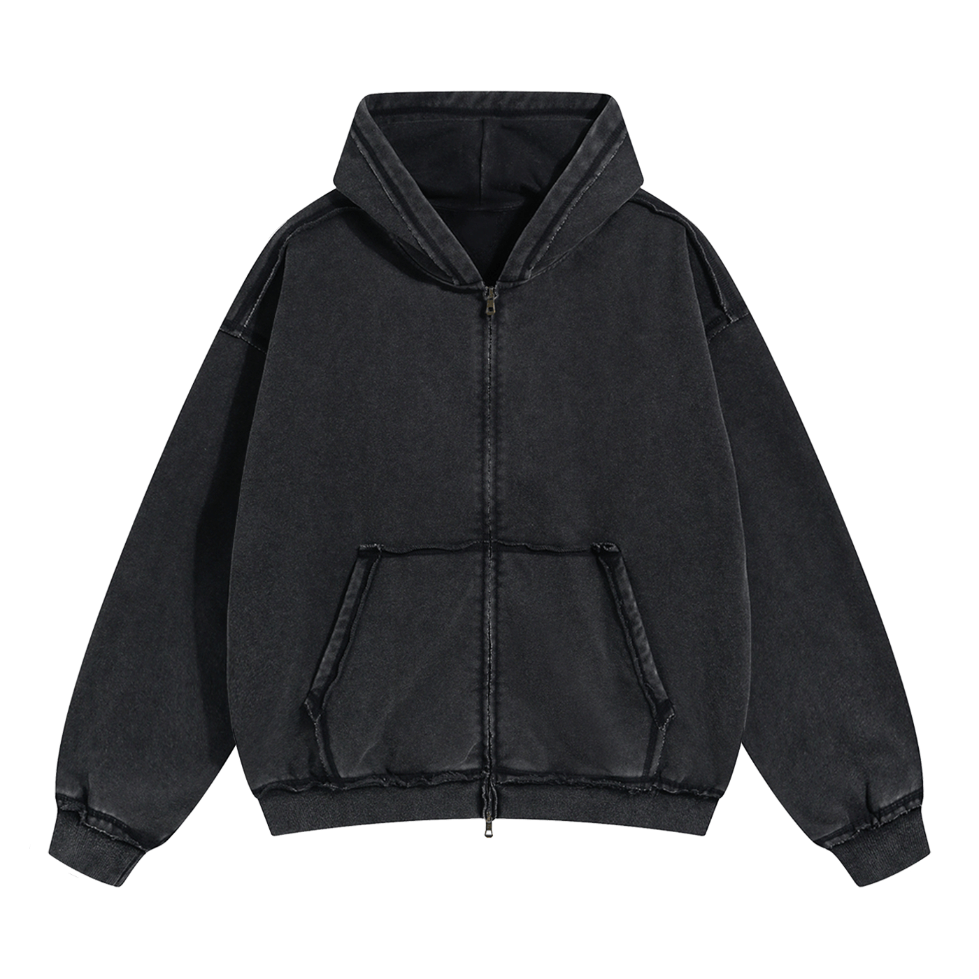 REVERSED ZIP-UP HOODIE